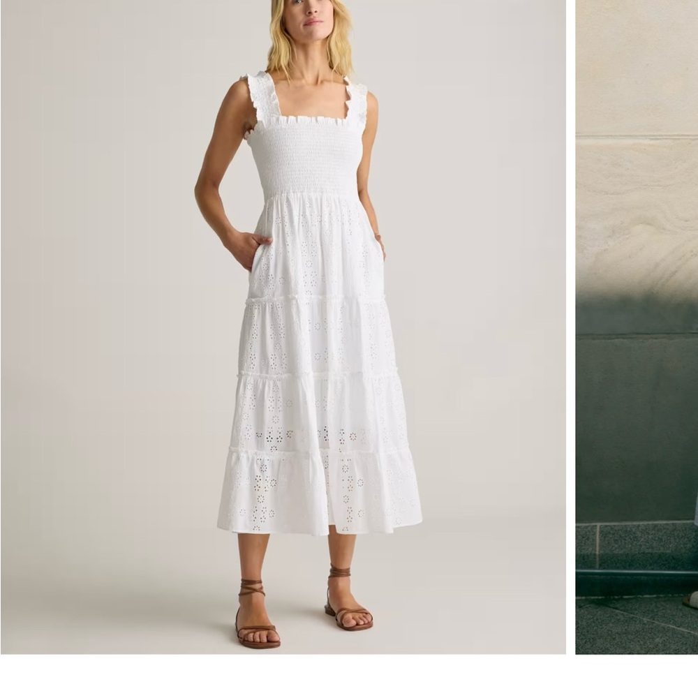 Quince White Eyelet Midi Dress